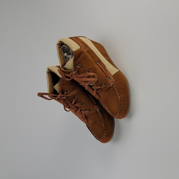 Camel Bamboo Ankle Wedge Booties  Size 5.5 - Vegan Leather Boots - Picture 2 of 5